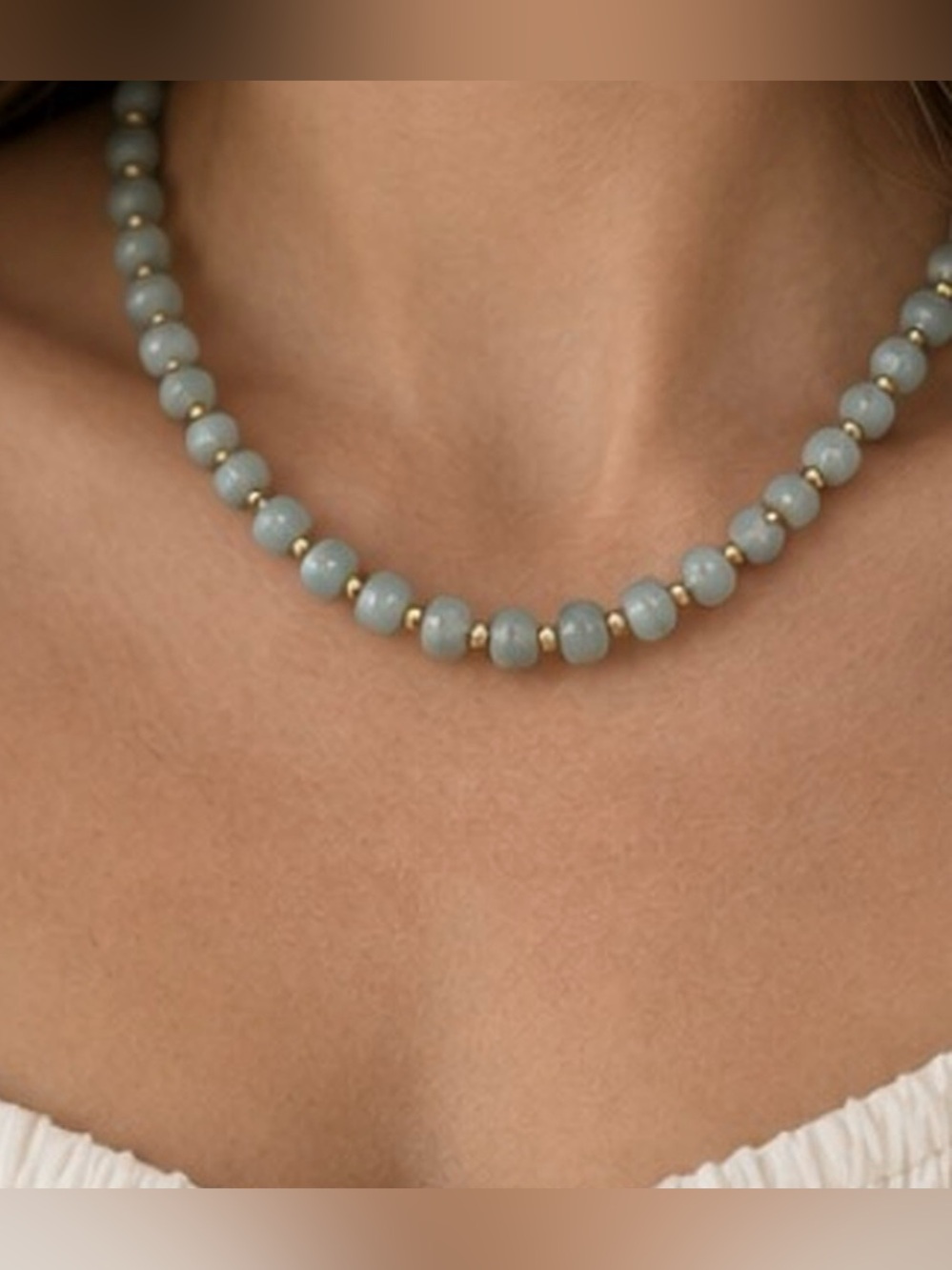 Aqua Dyed Quartz Beaded Necklace